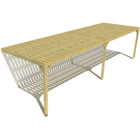 Pergola bois • 10m x 3m • adossée • sens largeur • platelage bois • livraison comprise