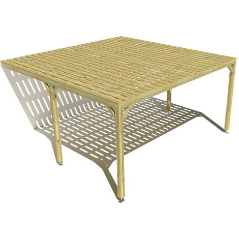 Pergola bois • 5m x 5m • adossée • sens largeur • platelage bois • livraison comprise