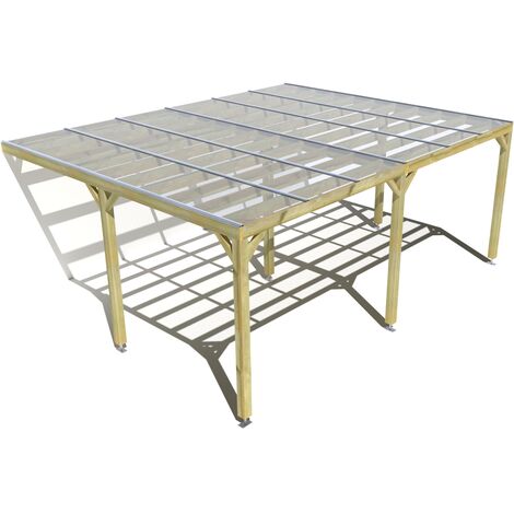 Pergola bois • 6m x 5m • adossée • sens largeur • couverture étanche transparente incluse • livraison comprise