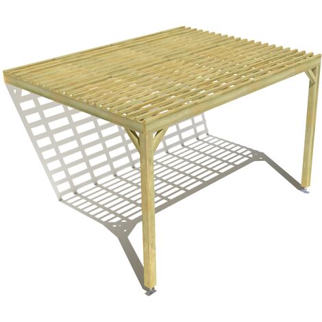 Pergola bois • 4m x 3m • adossée • sens profondeur • lattage bois • livraison comprise