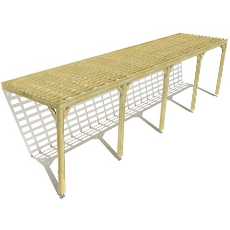 Pergola bois • 10m x 2m • adossée • sens profondeur • lattage bois • livraison comprise