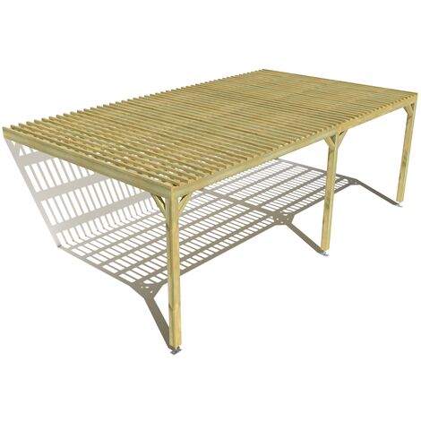 Pergola bois • 7m x 4m • adossée • sens largeur • lattage bois • livraison comprise