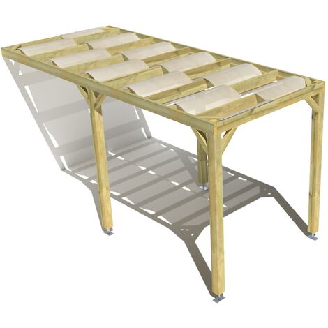 Pergola bois • 2m x 5m • adossée • sens largeur • voilage semi-transparent inclus • livraison comprise