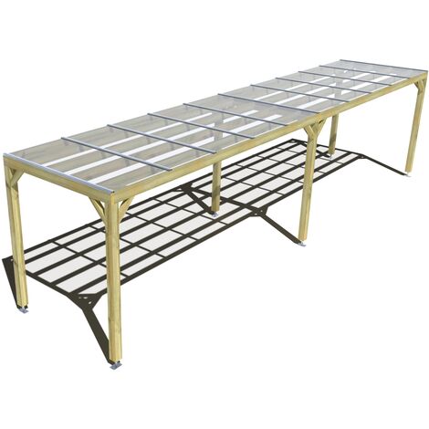 Pergola bois • 10m x 2m • indépendante • sens largeur • couverture étanche transparente incluse • livraison comprise