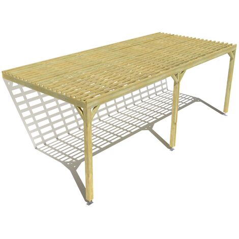 Pergola bois • 7m x 3m • adossée • sens profondeur • lattage bois • livraison comprise