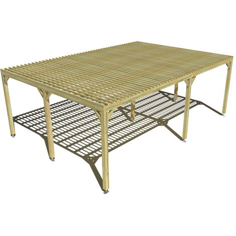 Pergola bois • 7m x 5m • indépendante • sens largeur • lattage bois • livraison comprise