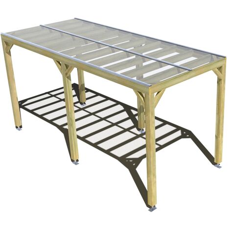 Pergola bois • 2m x 5m • indépendante • sens largeur • couverture étanche transparente incluse • livraison comprise