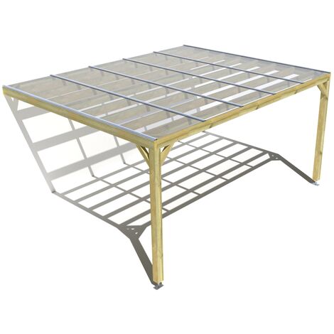 Pergola bois • 5m x 4m • adossée • sens largeur • couverture étanche transparente incluse • livraison comprise