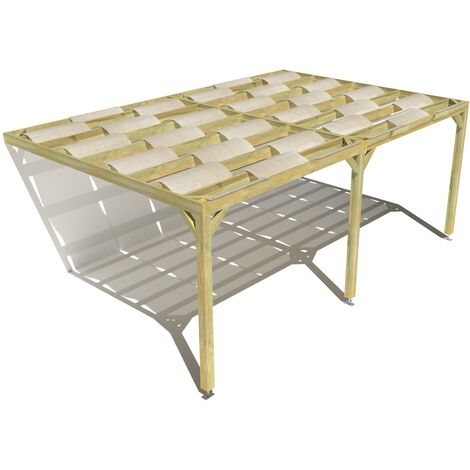 Pergola bois • 6m x 4m • adossée • sens largeur • voilage semi-transparent inclus • livraison comprise