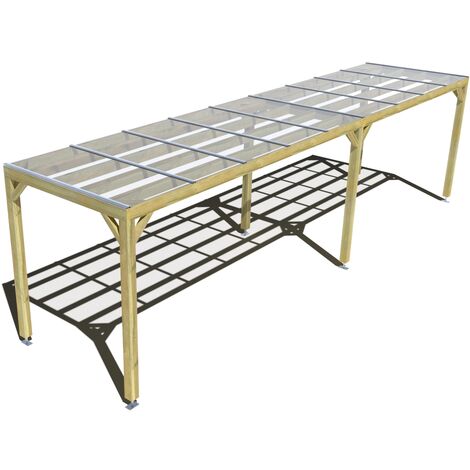 Pergola bois • 9m x 2m • indépendante • sens largeur • couverture étanche transparente incluse • livraison comprise