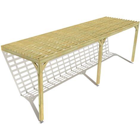Pergola bois • 8m x 2m • adossée • sens profondeur • lattage bois • livraison comprise