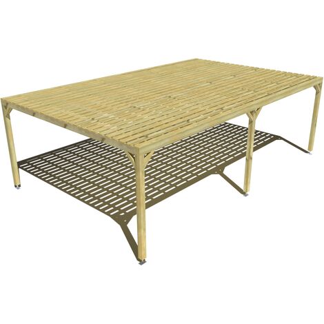 Pergola bois • 8m x 5m • indépendante • sens profondeur • platelage bois • livraison comprise