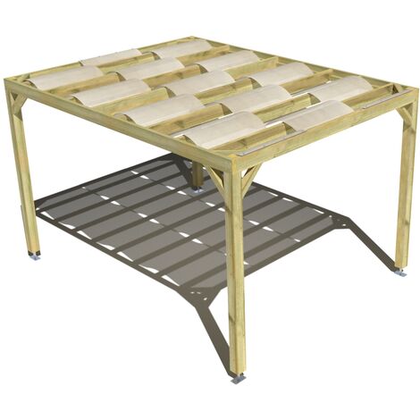 Pergola bois • 3m x 4m • indépendante • sens largeur • voilage semi-transparent inclus • livraison comprise