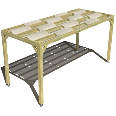 Pergola bois • 5m x 2m • indépendante • sens largeur • voilage semi-transparent inclus • livraison comprise