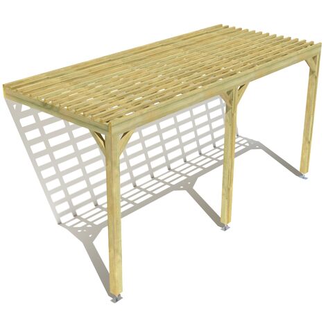 Pergola bois • 5m x 2m • adossée • sens profondeur • lattage bois • livraison comprise