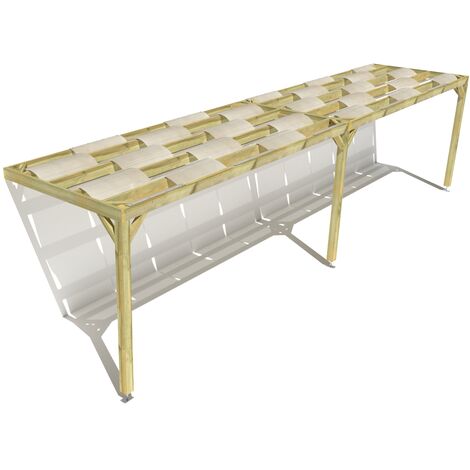 Pergola bois • 10m x 2m • adossée • sens largeur • voilage semi-transparent inclus • livraison comprise