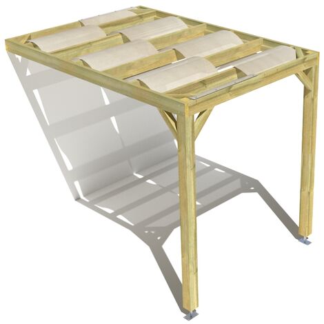 Pergola bois • 2m x 3m • adossée • sens largeur • voilage semi-transparent inclus • livraison comprise