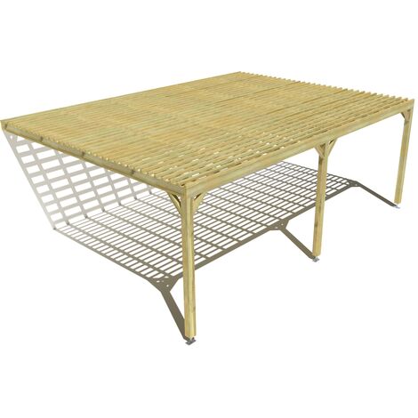 Pergola bois • 7m x 5m • adossée • sens profondeur • lattage bois • livraison comprise