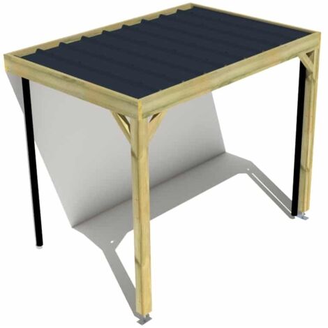 Carport bois • 3m x 2m • adossée • sens largeur • livraison comprise (1/3)