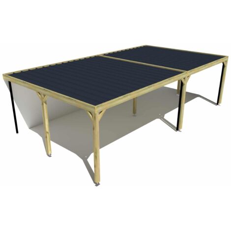 Carport bois • 9m x 5m • adossée • sens largeur • livraison comprise