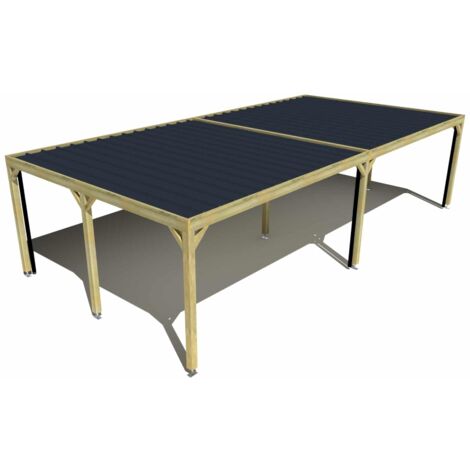 Carport bois • 10m x 5m • indépendante • sens largeur • livraison comprise