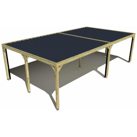 Carport bois • 9m x 5m • indépendante • sens largeur • livraison comprise