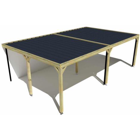 Carport bois • 8m x 5m • adossée • sens largeur • livraison comprise