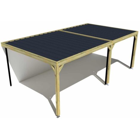 Carport bois • 7m x 4m • adossée • sens largeur • livraison comprise