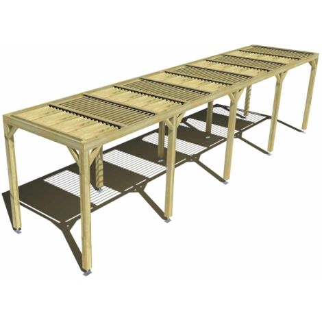 Pergola bois • 10m x 2m • indépendante • sens profondeur • lames orientables bioclimatiques incluses • livraison comprise (1/3)