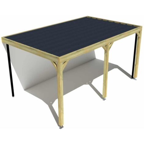 Carport bois • 5m x 3m • adossée • sens profondeur • livraison comprise