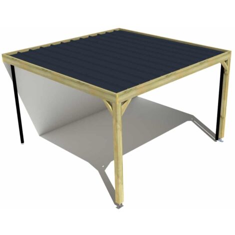 Carport bois • 4m x 4m • adossée • sens largeur • livraison comprise
