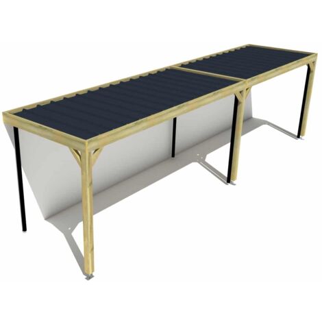 Carport bois • 9m x 2m • adossée • sens largeur • livraison comprise