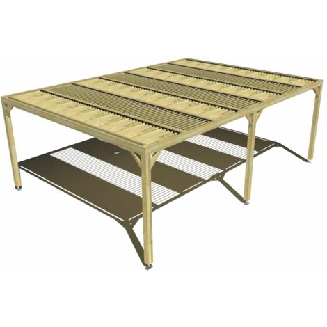 Pergola bois • 7m x 5m • indépendante • sens profondeur • lames orientables bioclimatiques incluses • livraison comprise (1/3)