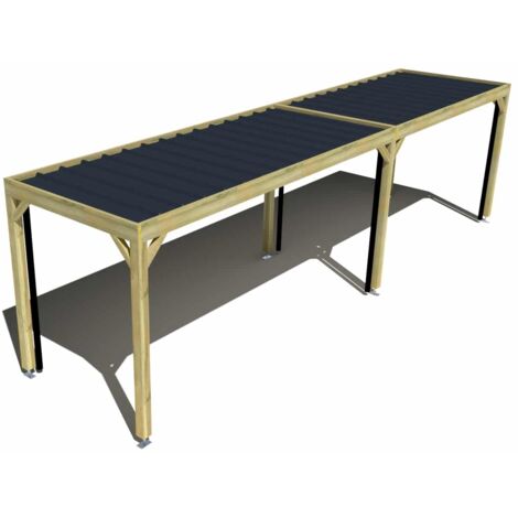 Carport bois • 9m x 2m • indépendante • sens largeur • livraison comprise