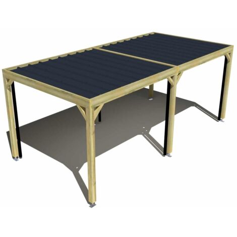Carport bois • 6m x 3m • indépendante • sens largeur • livraison comprise