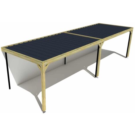 Carport bois • 10m x 3m • adossée • sens largeur • livraison comprise
