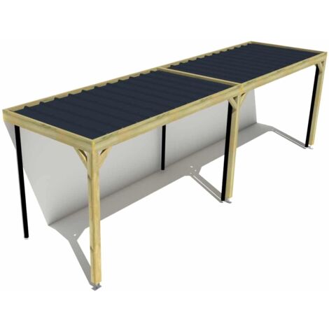 Carport bois • 8m x 2m • adossée • sens largeur • livraison comprise (1/3)