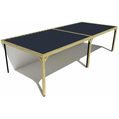 Carport bois • 10m x 4m • adossée • sens largeur • livraison comprise