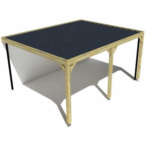 Carport bois • 5m x 4m • adossée • sens profondeur • livraison comprise
