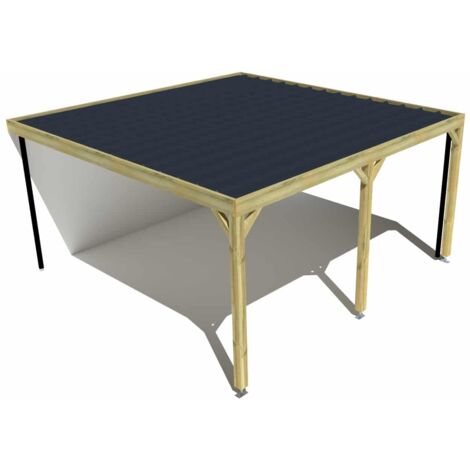 Carport bois • 5m x 5m • adossée • sens profondeur • livraison comprise