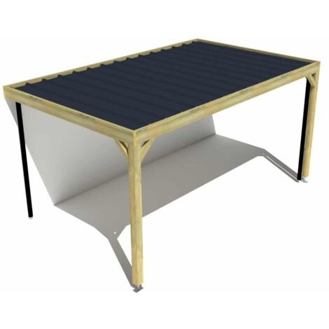 Carport bois • 5m x 3m • adossée • sens largeur • livraison comprise