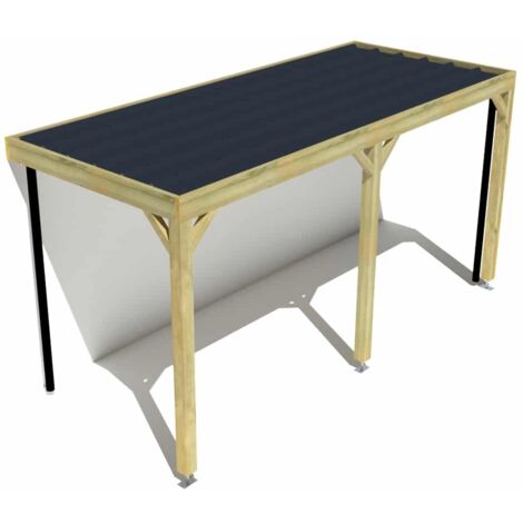 Carport bois • 5m x 2m • adossée • sens profondeur • livraison comprise (1/3)