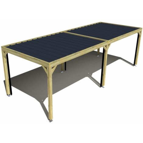 Carport bois • 8m x 3m • indépendante • sens largeur • livraison comprise