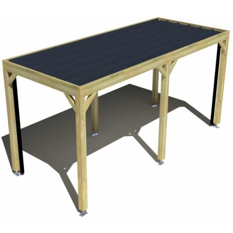 Carport bois • 5m x 2m • indépendante • sens profondeur • livraison comprise
