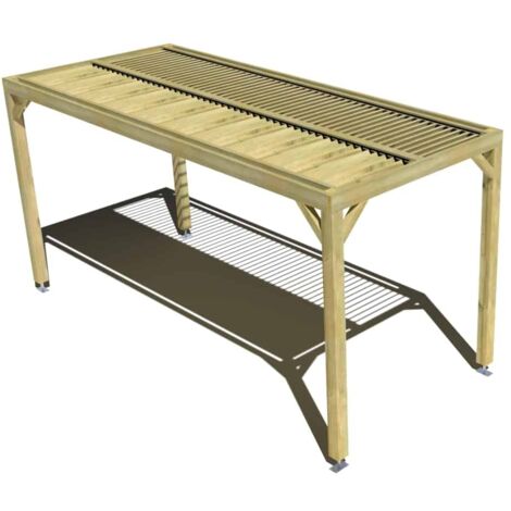 Pergola bois • 2m x 5m • indépendante • sens profondeur • lames orientables bioclimatiques incluses • livraison comprise (1/3)