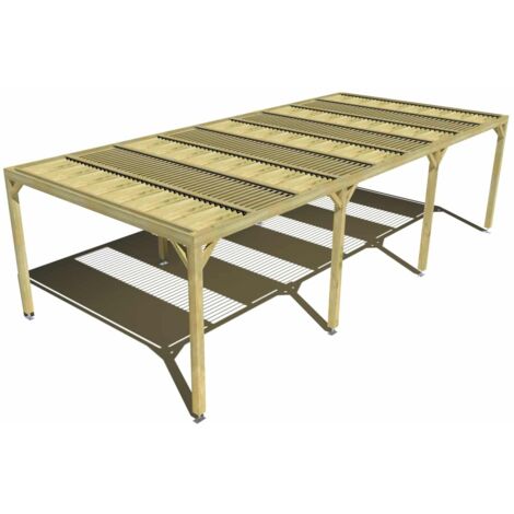 Pergola bois • 9m x 4m • indépendante • sens profondeur • lames orientables bioclimatiques incluses • livraison comprise (1/3)