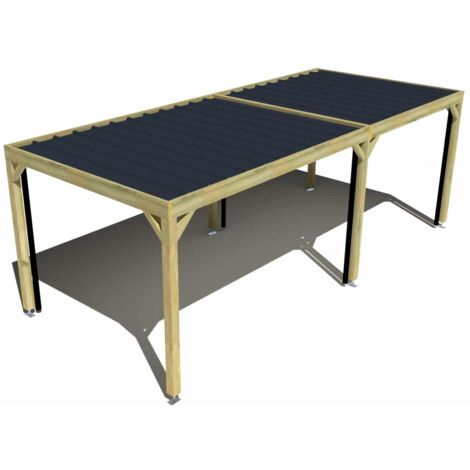 Carport bois • 7m x 3m • indépendante • sens largeur • livraison comprise