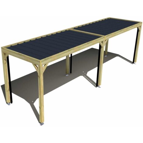 Carport bois • 8m x 2m • indépendante • sens largeur • livraison comprise (1/3)
