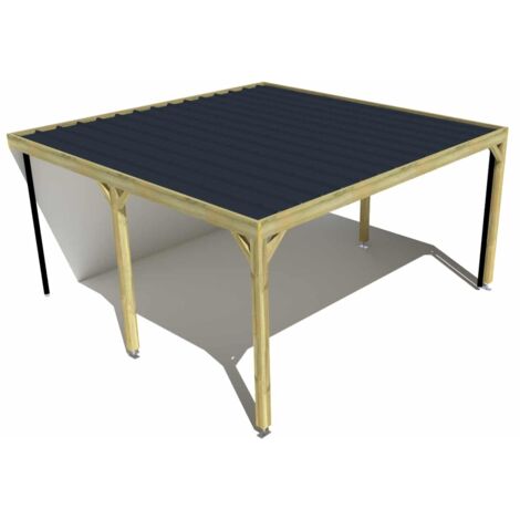 Carport bois • 5m x 5m • adossée • sens largeur • livraison comprise (1/3)