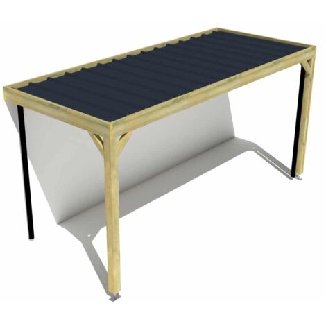 Carport bois • 5m x 2m • adossée • sens largeur • livraison comprise